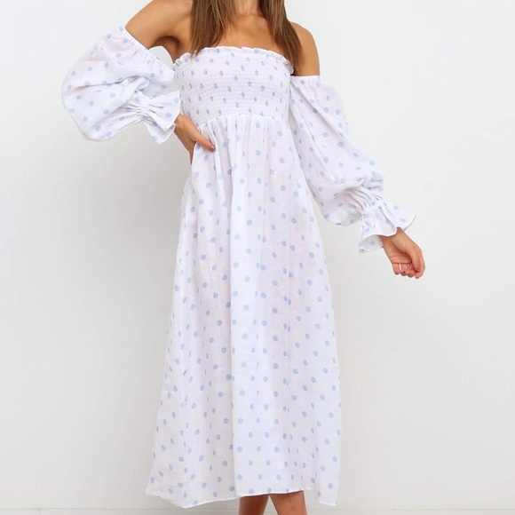 GABRIELLA DRESS - BLUE SPOT off the shoulder dress - Picture 1 of 4